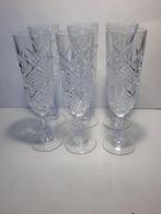 6 antieke kristallen champagne glazen, Verzenden