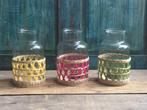 Windlicht glas gekleurd set van 3 stuks, Ophalen of Verzenden, Nieuw, Overige materialen, Minder dan 25 cm
