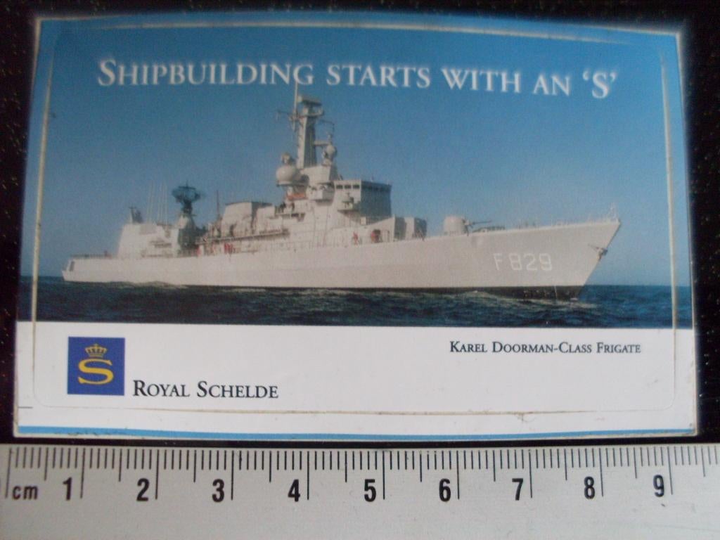sticker Royal Shelde F829 Karel Doorman-Class Frigate, Verzamelen, Verzenden, Zo goed als nieuw, Bedrijf of Vereniging