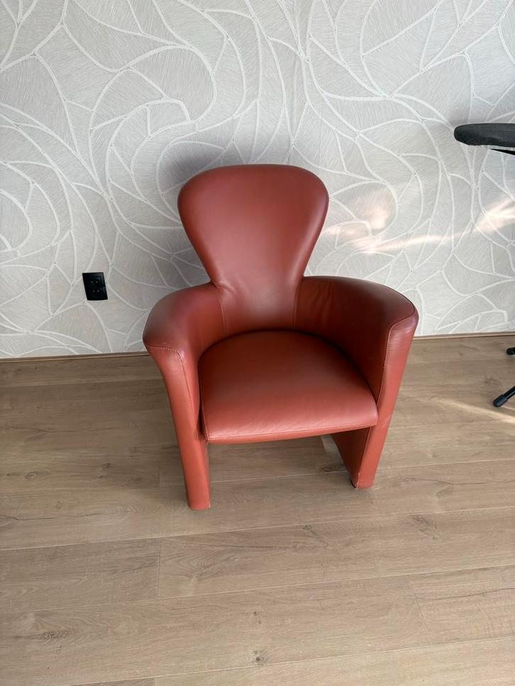 Leolux leren stoel - Mooie design stoel, Huis en Inrichting, Fauteuils, Gebruikt, Leer, 50 tot 75 cm, Minder dan 75 cm, Ophalen