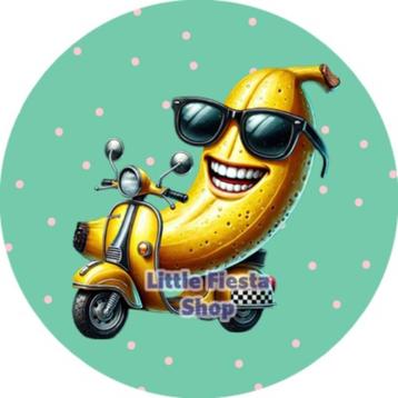 TD492 luxe icing scooter banaan 19cm eetbare taart print  beschikbaar voor biedingen