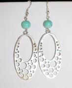 Oorbellen met turquoise kleurige kralen en ovalen hangers, Overige materialen, Hangers, Nieuw, Ophalen of Verzenden