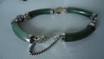 zilveren groene jade armband, Met bedels of kralen, Ophalen of Verzenden, Zo goed als nieuw, Groen