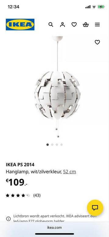 3x IKEA PS 2014 Hanglamp voor €100 beschikbaar voor biedingen