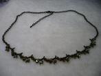 Beeldige bronzen ketting met groene AB strass, Sieraden, Tassen en Uiterlijk, Antieke sieraden, Ketting, Brons, Ophalen