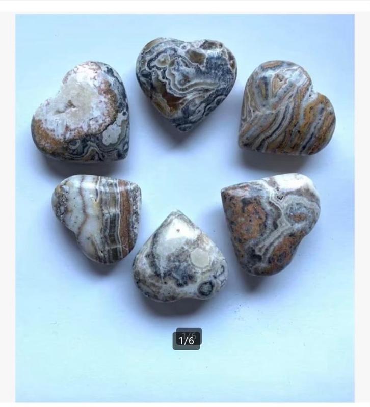 6 x Banded Brown Onyx Aragoniet Harten, zie beschrijving, Sieraden, Tassen en Uiterlijk, Edelstenen, Nieuw, Ophalen of Verzenden