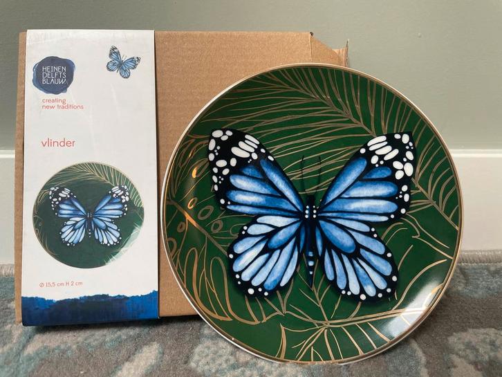 Heinen Delfts Blauw Wandbord Vlinder - Nieuw in Doos, Huis en Inrichting, Woonaccessoires | Wanddecoraties, Nieuw, Ophalen of Verzenden