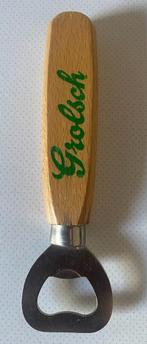 Flesopener van Grolsch met houten greep. Lengte 14 cm., Verzamelen, Biermerken, Grolsch, Ophalen of Verzenden, Zo goed als nieuw