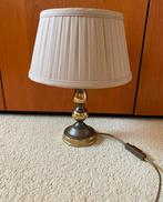 Koperen lamp met plisse kap, Ophalen of Verzenden, Zo goed als nieuw, Minder dan 50 cm