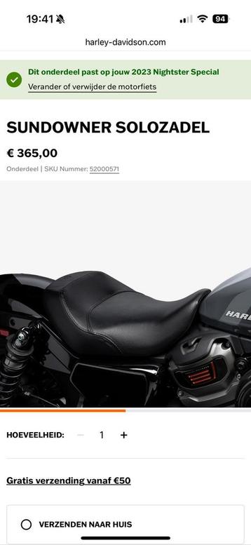 Sundowner zadel Harley Davidson beschikbaar voor biedingen