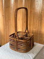 Vintage rotan flessenmand, Huis en Inrichting, Woonaccessoires | Schalen en Manden, Gebruikt, Rond, Ophalen of Verzenden, X