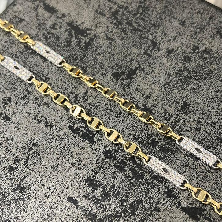 14 karaats gouden ketting flat magnum schakel massief, Sieraden, Tassen en Uiterlijk, Kettingen, Nieuw, Goud, Ophalen of Verzenden