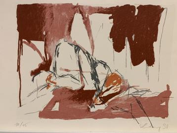 Sabine Ludwig - Abstract litho van knielend figuur beschikbaar voor biedingen