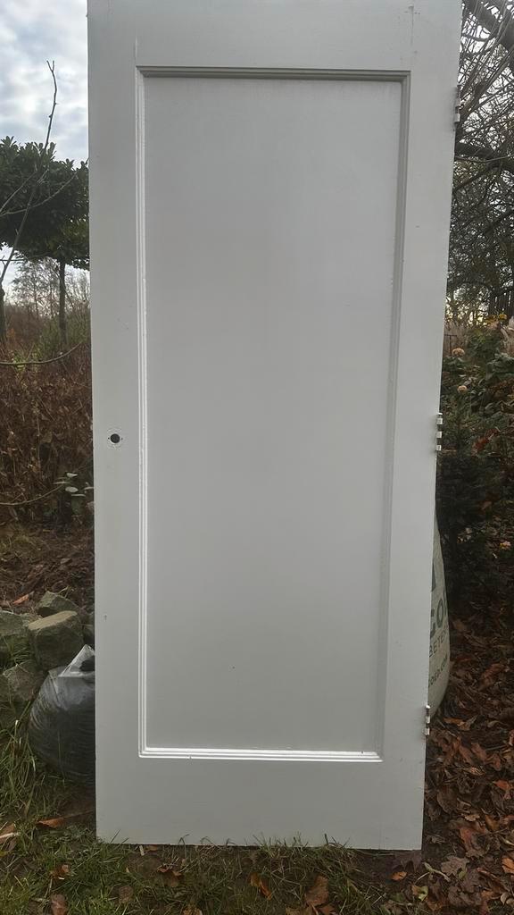 Jaren 30 paneeldeur, hoogglans wit, 201.5x82.5cm, Doe-het-zelf en Verbouw, Deuren en Horren, Gebruikt, Binnendeur, 200 tot 215 cm