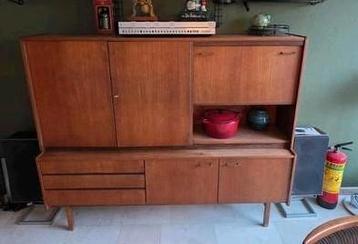 1960's - 1970's vintage teak wandmeubel met barkklep  beschikbaar voor biedingen
