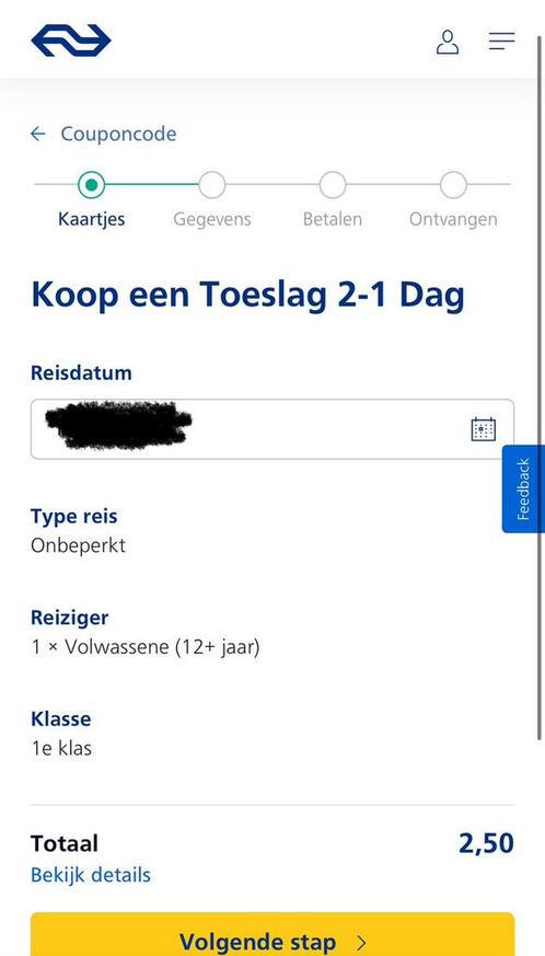 NS 1e klas upgrade kortingscode trein kaartje ov voucher, Tickets en Kaartjes, Trein, Bus en Vliegtuig, Eén persoon, Kortingskaartje