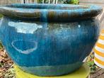 Te koop: grote keramische bloempot, blauw, Tuin en Terras, Bloempotten, Overige materialen, 40 cm of meer, Ophalen of Verzenden
