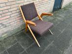 Vintage lounge-fauteuil, scissor chair, jaren 50/60, Ophalen, Gebruikt, Minder dan 75 cm, Stof