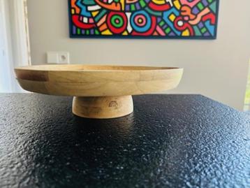 Houten decoratie schaal /plateau op voet - Nieuw beschikbaar voor biedingen