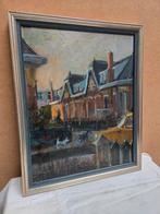 Origineel schilderij straatbeeld, Leeuwarden, Antiek en Kunst, Kunst | Schilderijen | Klassiek, Ophalen of Verzenden