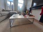 Witte marmeren salontafel 100x100 cm, stalen frame, Huis en Inrichting, Tafels | Salontafels, Ophalen, 50 tot 100 cm, Vierkant