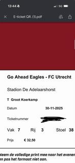 Ticket go ahead eagles-utrecht, Tickets en Kaartjes, Eén persoon