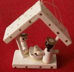 Mini kerststal hout wit als hanger kerst, Diversen, Kerst, Ophalen of Verzenden, Nieuw