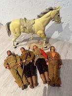 Lone Ranger paard + 4 indianen popjes (jaren 70), Gebruikt, Verzenden
