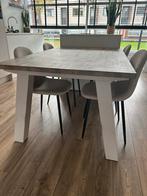 Eetkamertafel 160 cm + 4 Teddy Stoelen, Huis en Inrichting, Stoelen, Ophalen, Overige kleuren, Zo goed als nieuw, Vier