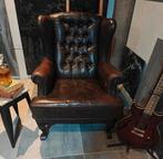 Birmingham Chesterfield Oorfauteuil Gevlamd Bruin, Huis en Inrichting, Fauteuils, Gebruikt, Ophalen of Verzenden