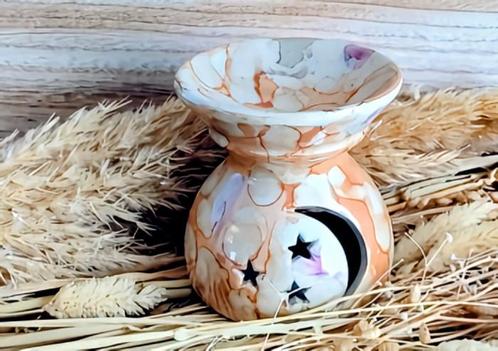 Keramische aromabrander marmerlook maan en ster, Huis en Inrichting, Woonaccessoires | Kandelaars en Kaarsen, Nieuw, Minder dan 25 cm