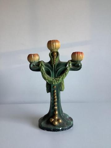 brocante art nouveau kandelaar in gips beschikbaar voor biedingen
