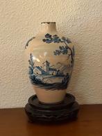 Vintage  Italy Blauwe Vaas met Landschap, Ophalen of Verzenden