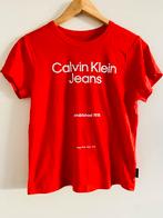 Rode Calvin Klein Jeans T-shirt Maat S, Ophalen of Verzenden, Zo goed als nieuw, Korte mouw, Maat 36 (S)
