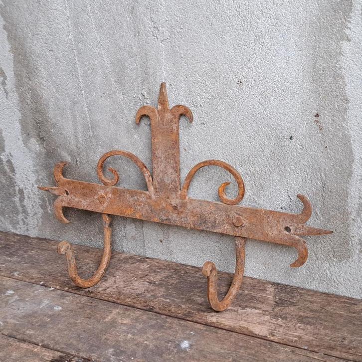 1x Brocante kapstokje rekje met 2 haakjes roest *Etage3*, Huis en Inrichting, Woonaccessoires | Overige, Gebruikt, Ophalen of Verzenden