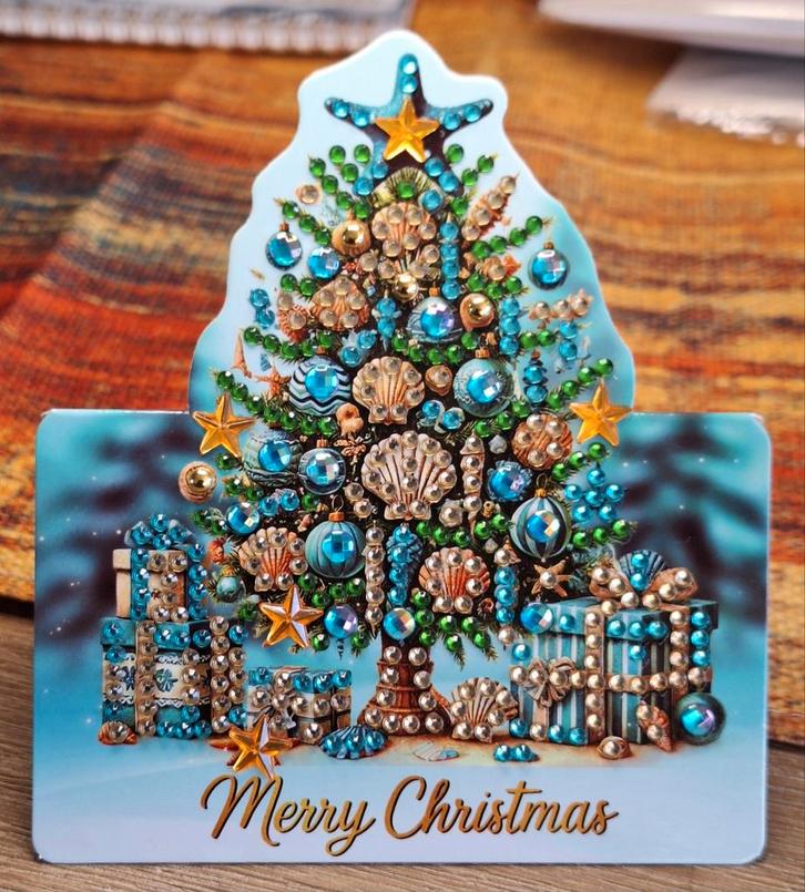 Diverse Kerst kaarten met glinsterende glas diamantjes, Diversen, Kerst, Nieuw, Ophalen