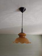 Wonen: glazen, bruine hanglamp, Ophalen of Verzenden, Zo goed als nieuw, Glas, Minder dan 50 cm