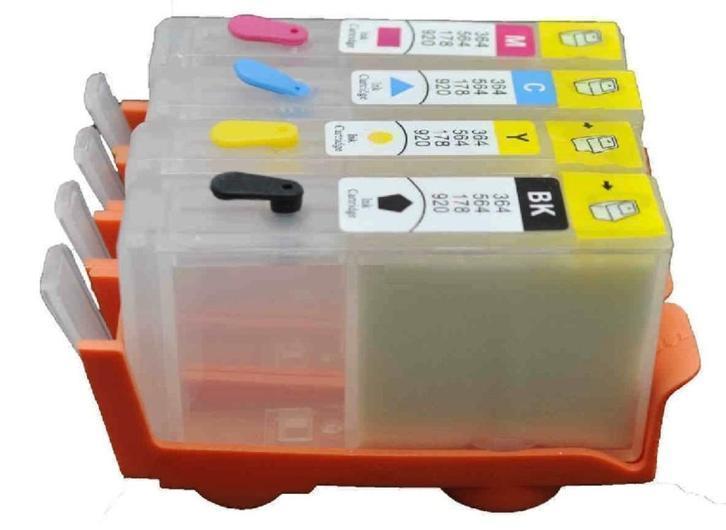 Hervulbare cartridge Hp 364 364XL 364 XL BK C M Y, Computers en Software, Printerbenodigdheden, Nieuw, Ophalen of Verzenden