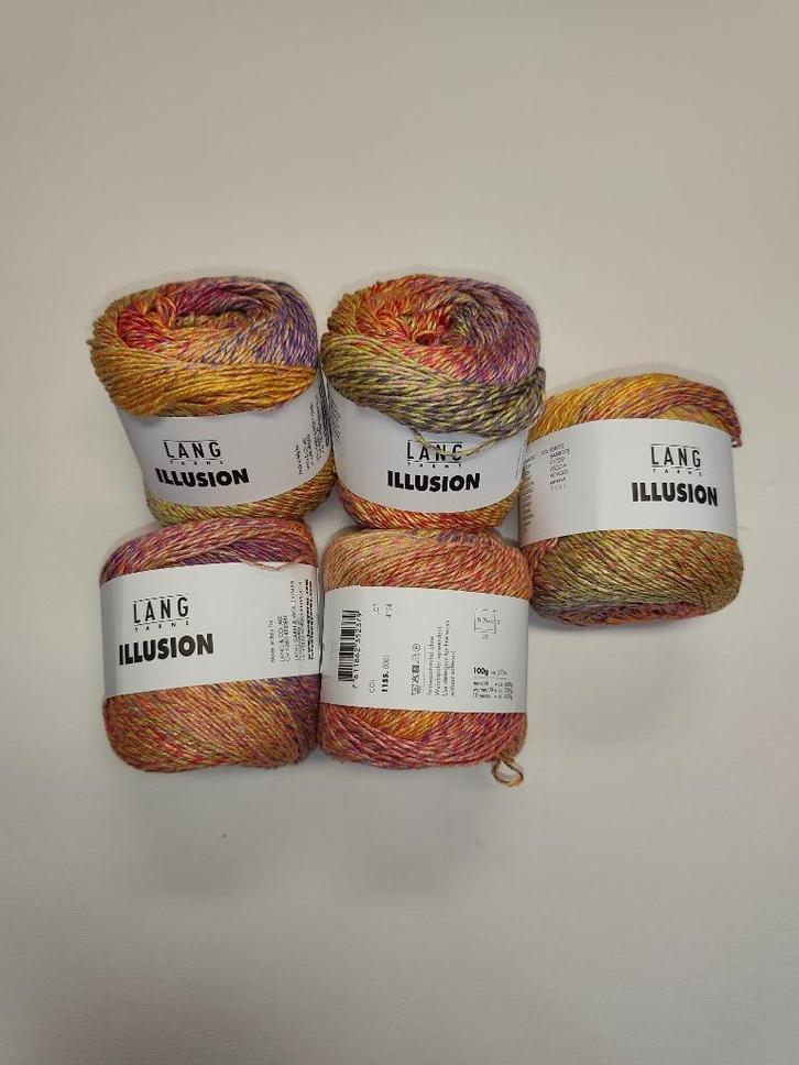 5 nieuwe bollen Lang Yarns Illusion 1155.0001, Hobby en Vrije tijd, Breien en Haken, Nieuw, Haken, Wol of Garen, Ophalen of Verzenden