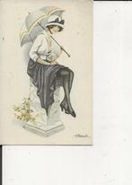 Schilder Dame met Parasol  Bio-Tex, Verzamelen, 1940 tot 1960, Overige thema's, Ongelopen, Verzenden
