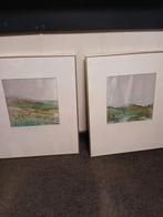Twee ingelijste landschap aquarellen 50x60 cm, Antiek en Kunst, Ophalen of Verzenden