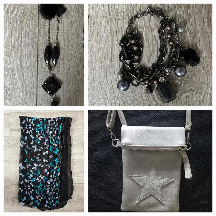 Accessoires set 4 stuks voor 4 euro !, Sieraden, Tassen en Uiterlijk, Kettingen, Zo goed als nieuw, Overige materialen, Zwart