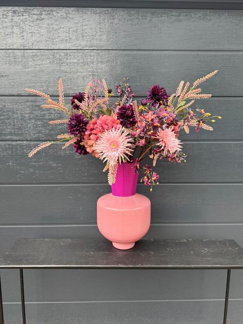Nieuw! Zijden boeket incl grote vaas 45cm, Huis en Inrichting, Woonaccessoires | Kunstplanten en Kunstbloemen, Nieuw, Binnen, Ophalen
