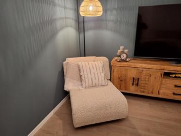 NIEUW Loungebank fauteuil met verstelbare rugleuning beige beschikbaar voor biedingen