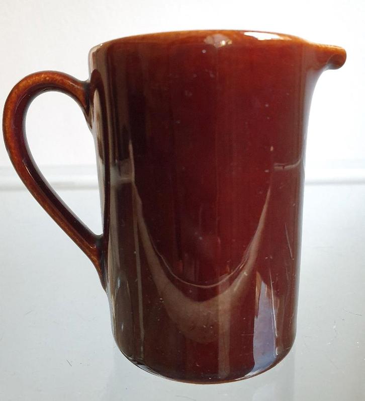 Vintage bruine suikerpot + melkkan, Royal Sphinx Maastricht, Antiek en Kunst, Antiek | Servies los, Verzenden