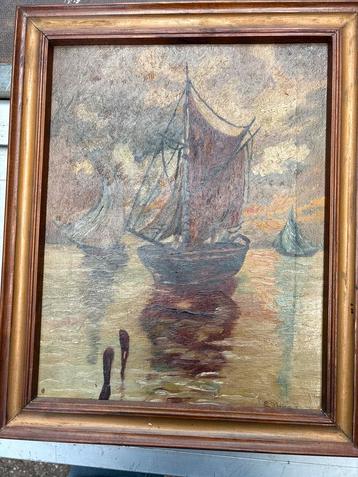 Klassiek Schilderij: Zeilboten op Zee beschikbaar voor biedingen