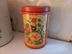 Rood blik met bloemen retro, Verzamelen, Blikken, Ophalen, Gebruikt, Overige, Overige merken