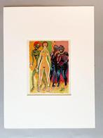 Houtgravure Kees van Dongen inclusief zuurvrij passepartout, Antiek en Kunst, Kunst | Etsen en Gravures, Ophalen of Verzenden