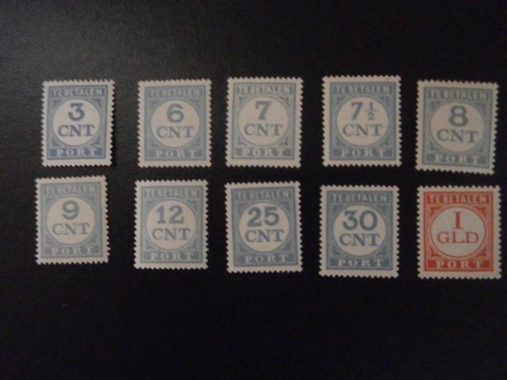 NL 1921-1938; set (10) PORTZEGELS, OOK IN BLOKKEN VAN 4 LEES, Postzegels en Munten, Postzegels | Nederland, Postfris, T/m 1940