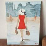 Schilderij vrouw in stad S. Verhoeven Hack, Ophalen